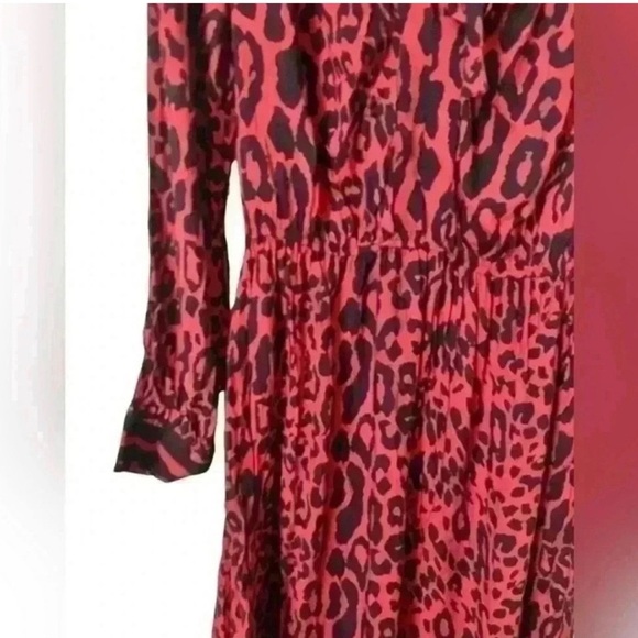 Zara Leopard Print Midi Dress Red and Black - Picture 13 of 13